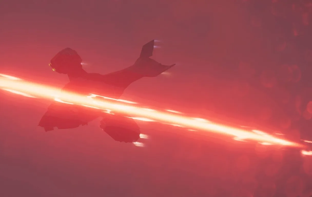 ship evading a laser