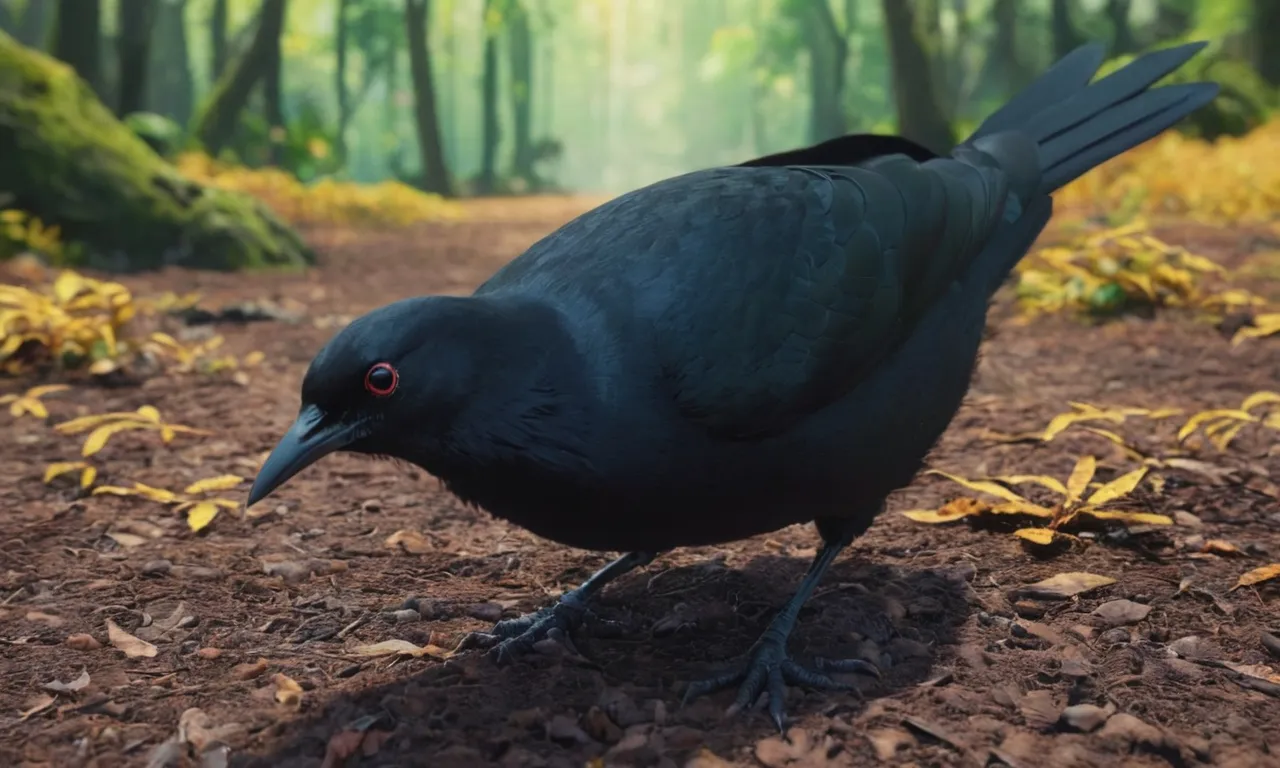 a black bird standing on top of a dirt field