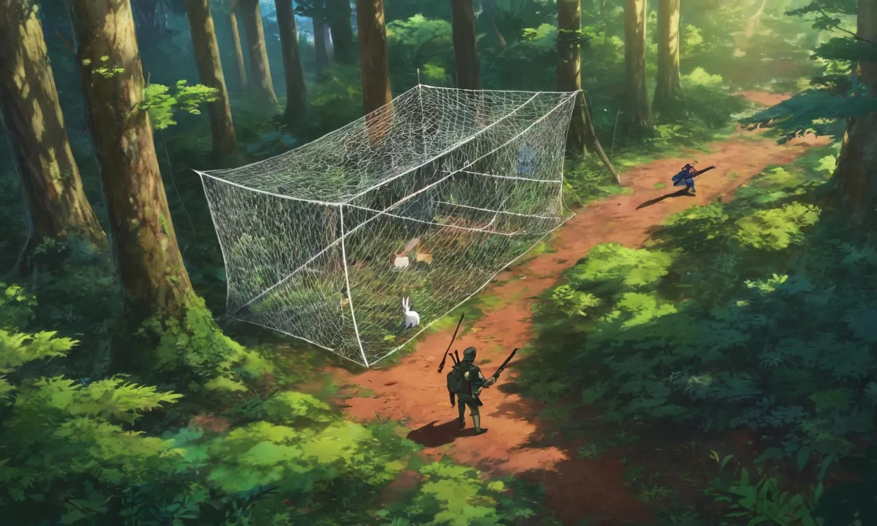 a painting of a cage in the middle of a forest