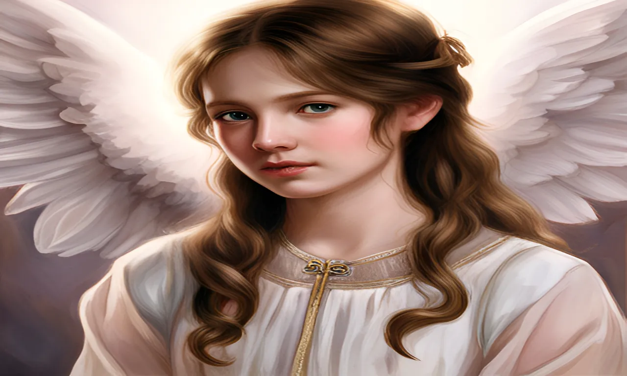 a painting of an angel with long hair