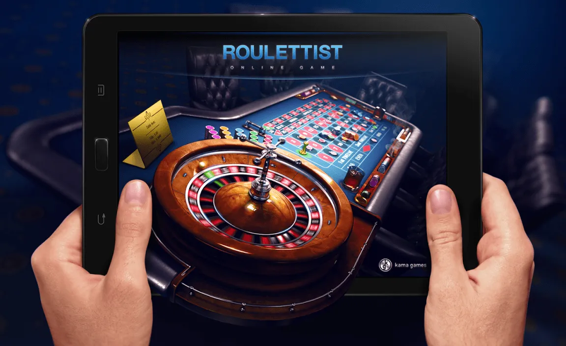 a person holding a tablet with a rouleetteist game on it