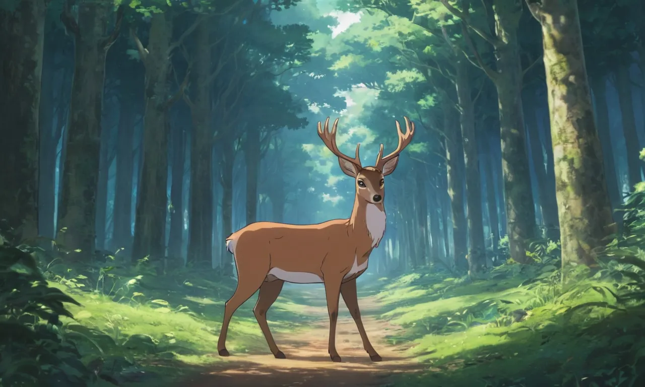 a deer standing in the middle of a forest