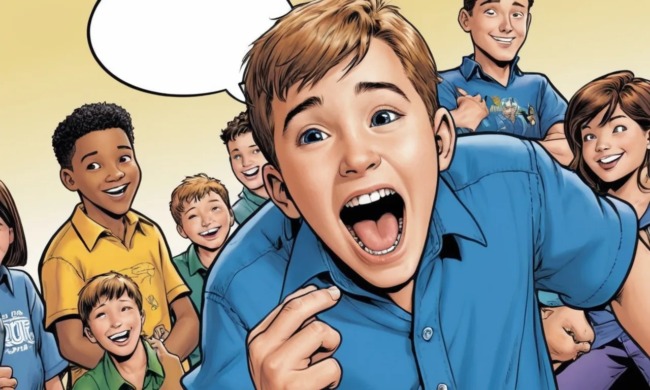 a cartoon picture of a boy with his mouth open