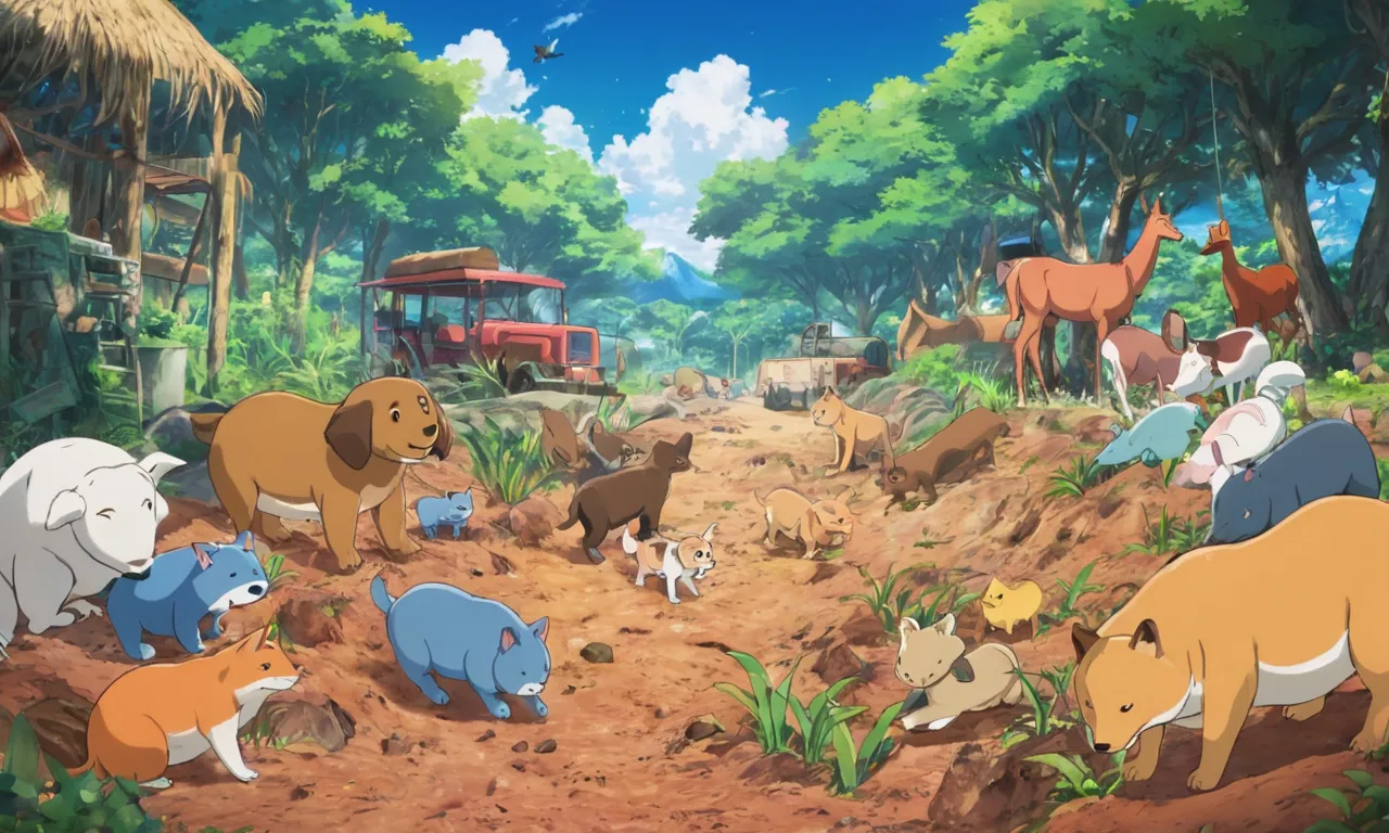 a group of animals that are standing in the dirt