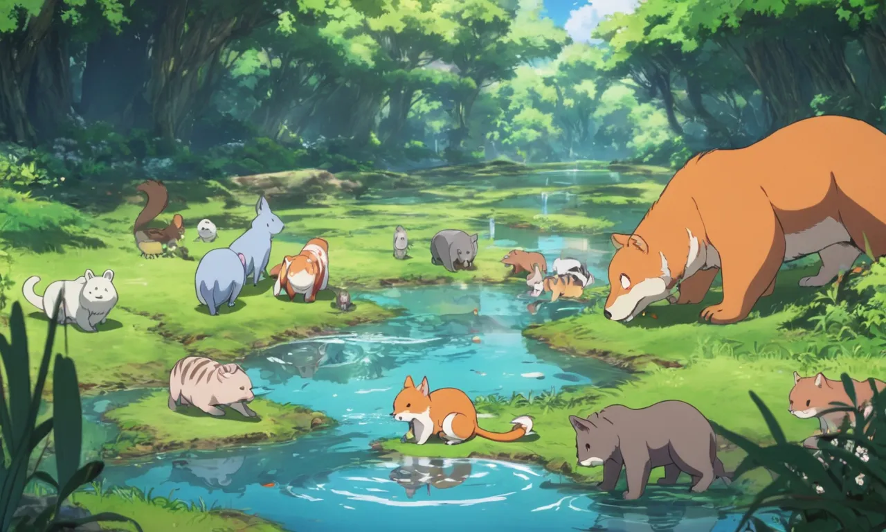 a group of animals that are standing in the grass