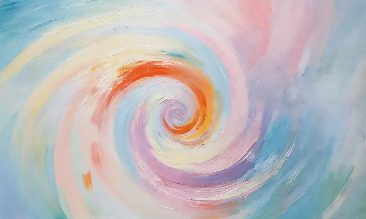 a painting of a colorful swirl in pastel colors