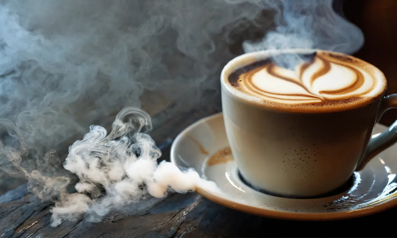 a cup of coffee with steam coming out of it