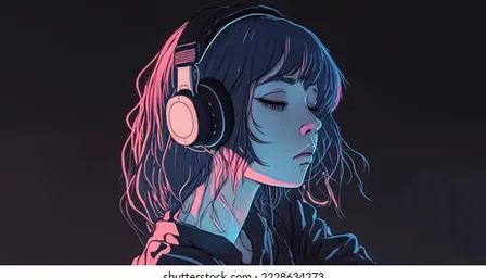 a girl with headphones on her ears