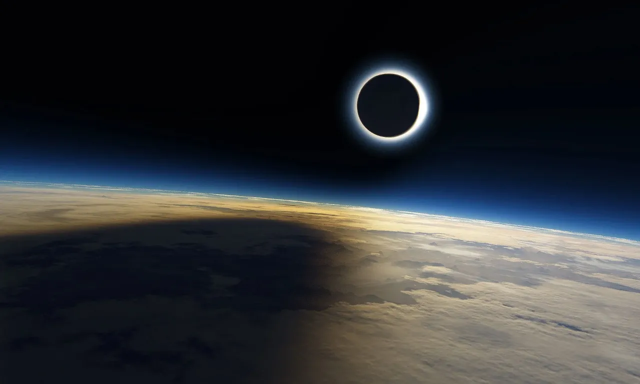 a eclipse is seen over the earth from space