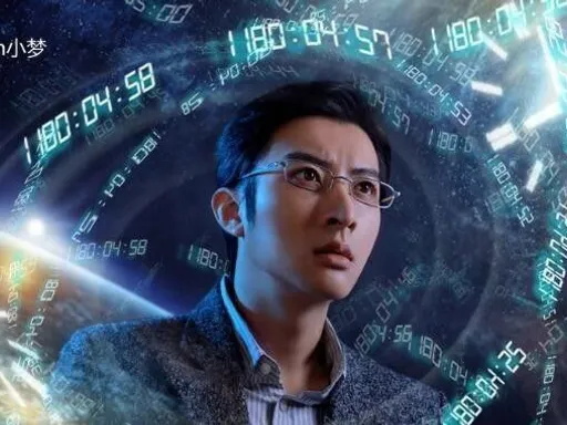 a man with glasses standing in front of a digital background