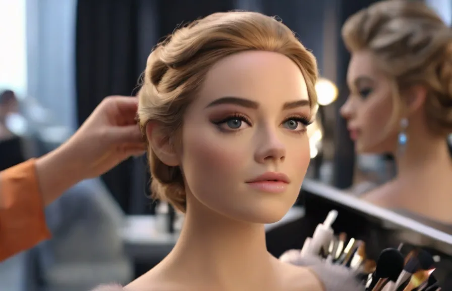 a lady at a salon doing her makeup