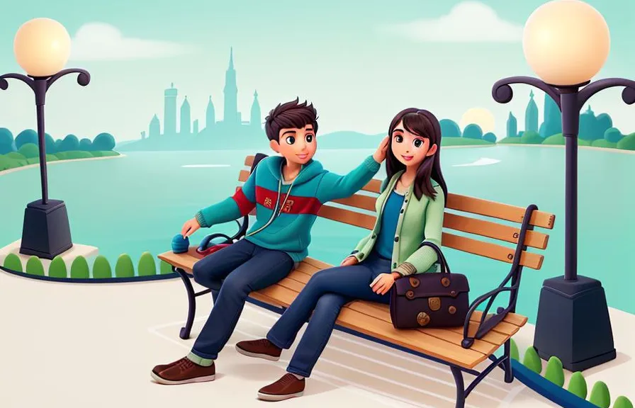 a man and a woman sitting on a bench