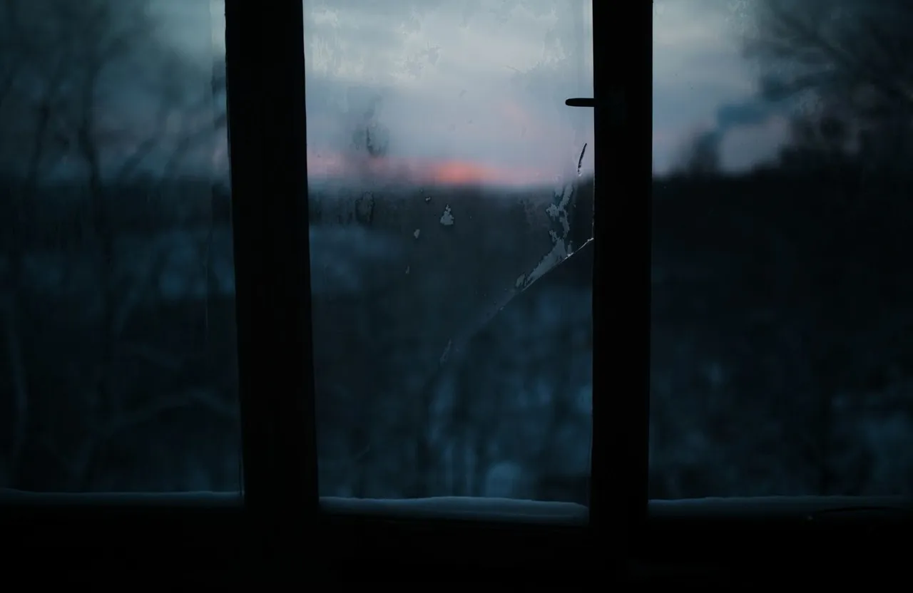 a window with a view of a snowy landscape