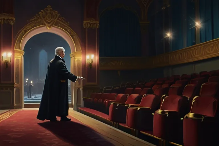 a man in a robe standing in a theater