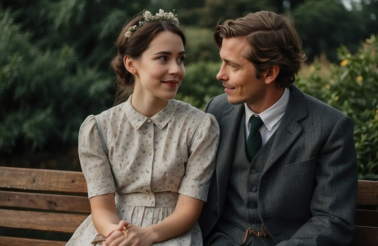 a man and a woman are sitting on a bench