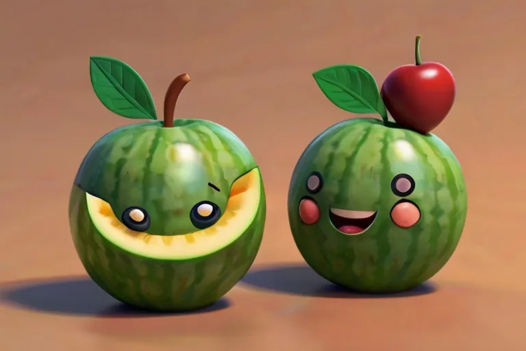 a couple of watermelons with faces painted on them