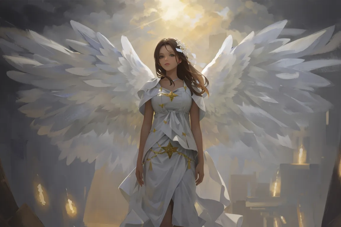 a painting of a woman dressed as an angel