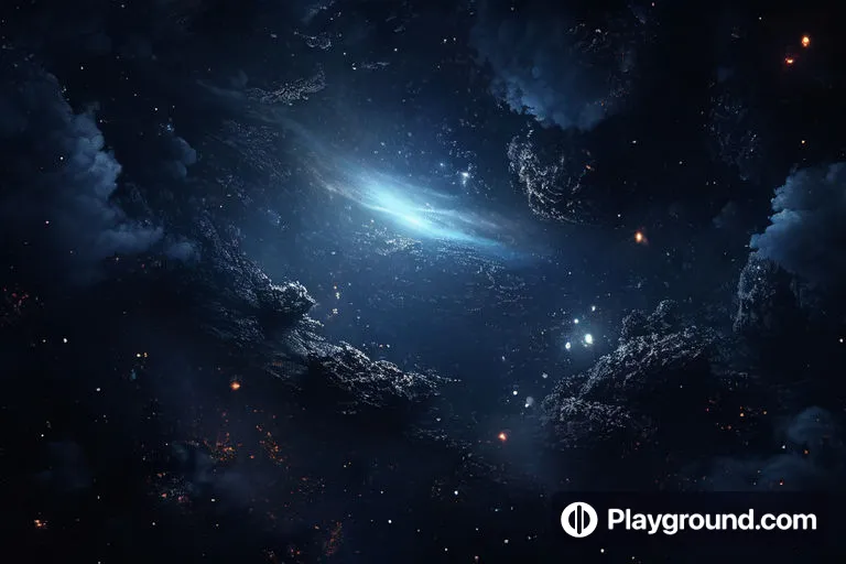 a space scene with stars and clouds