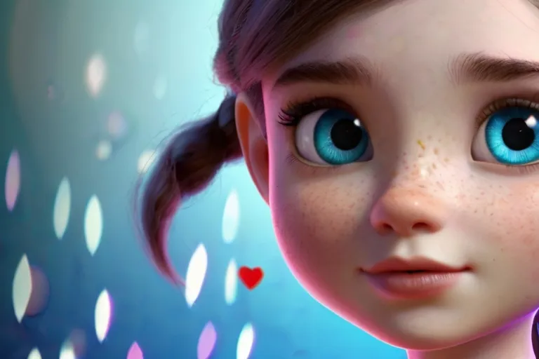 "Meet Lily, a curious girl with sparkling blue eyes and a heart full of wonder."