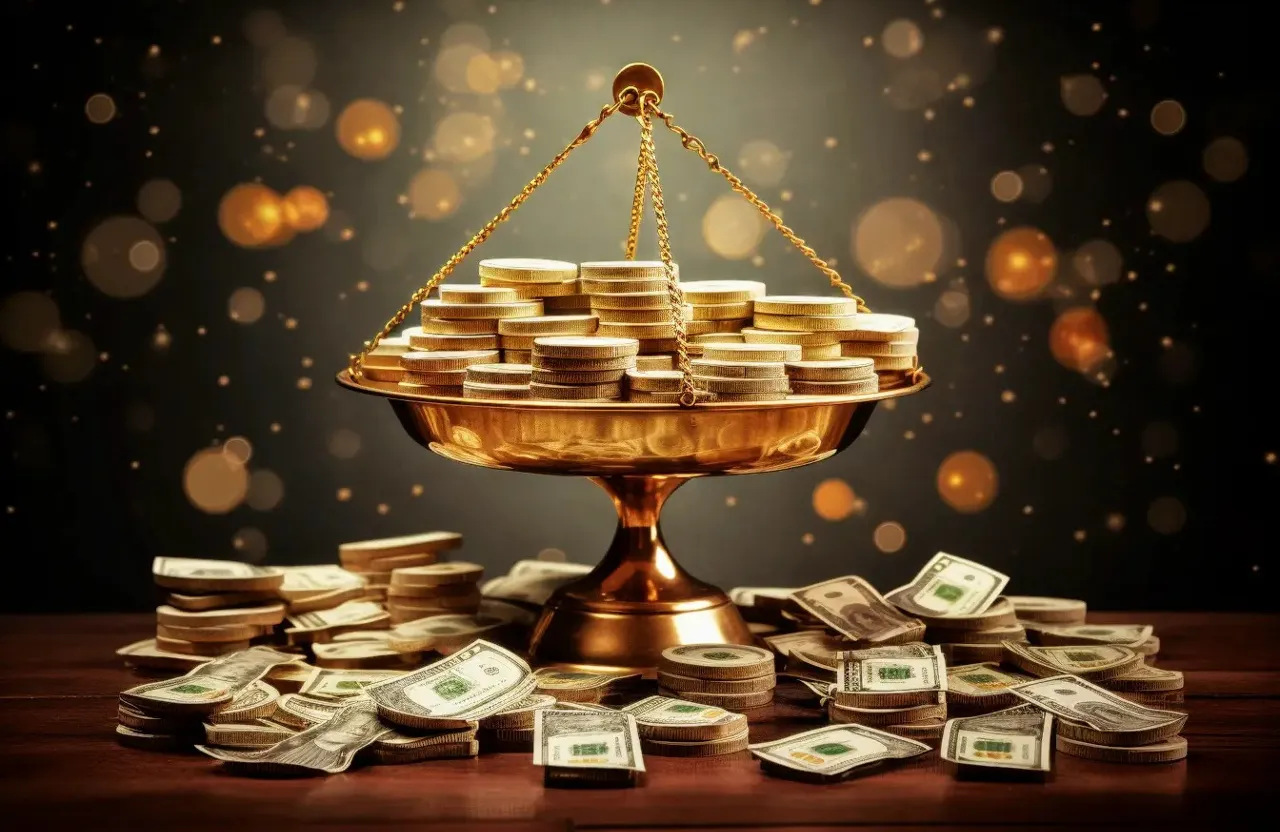 falling money with golden background