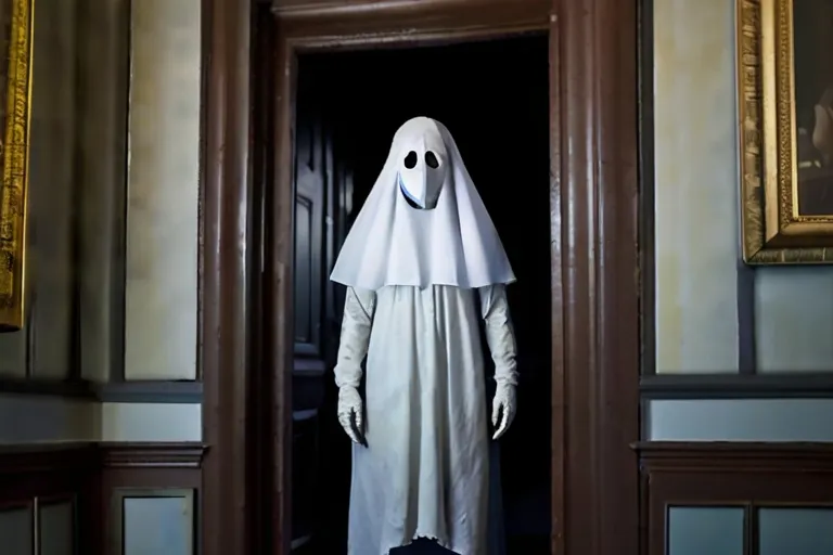 a ghost is standing in the doorway of a house