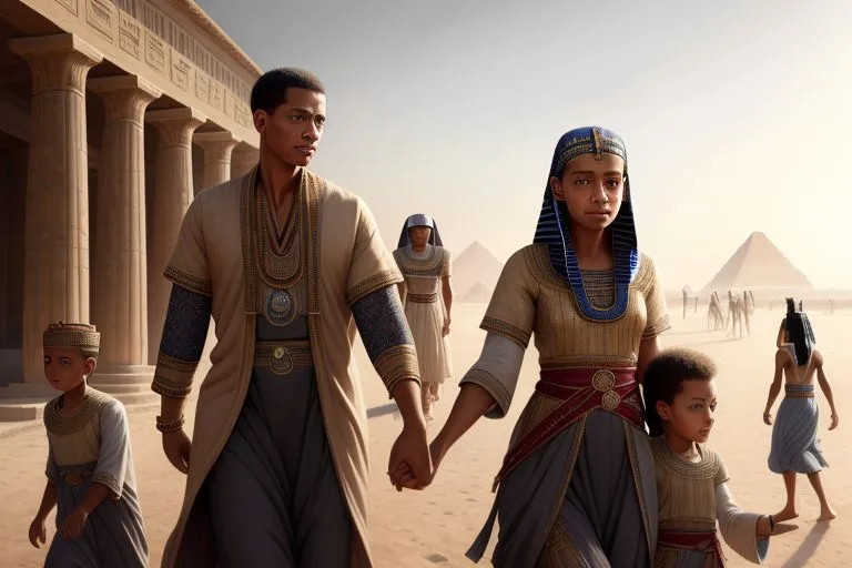 a group of people walking across a sandy field