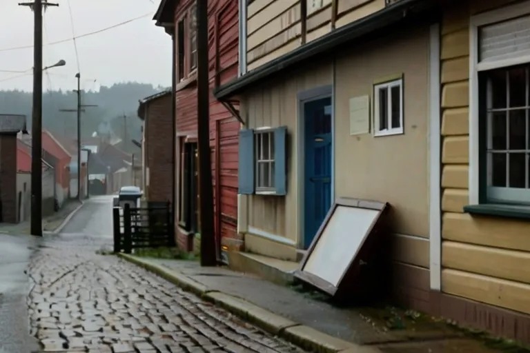 a cobblestone street in a small town