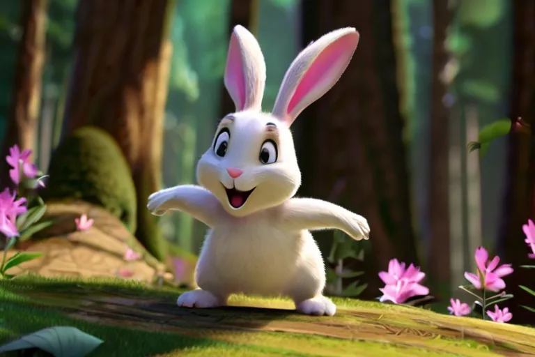 "Bella, the Bunny, is full of boundless energy and love. She hops and skips through the forest, spreading joy wherever she goes."