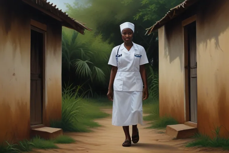 a painting of a woman in a nurse's uniform