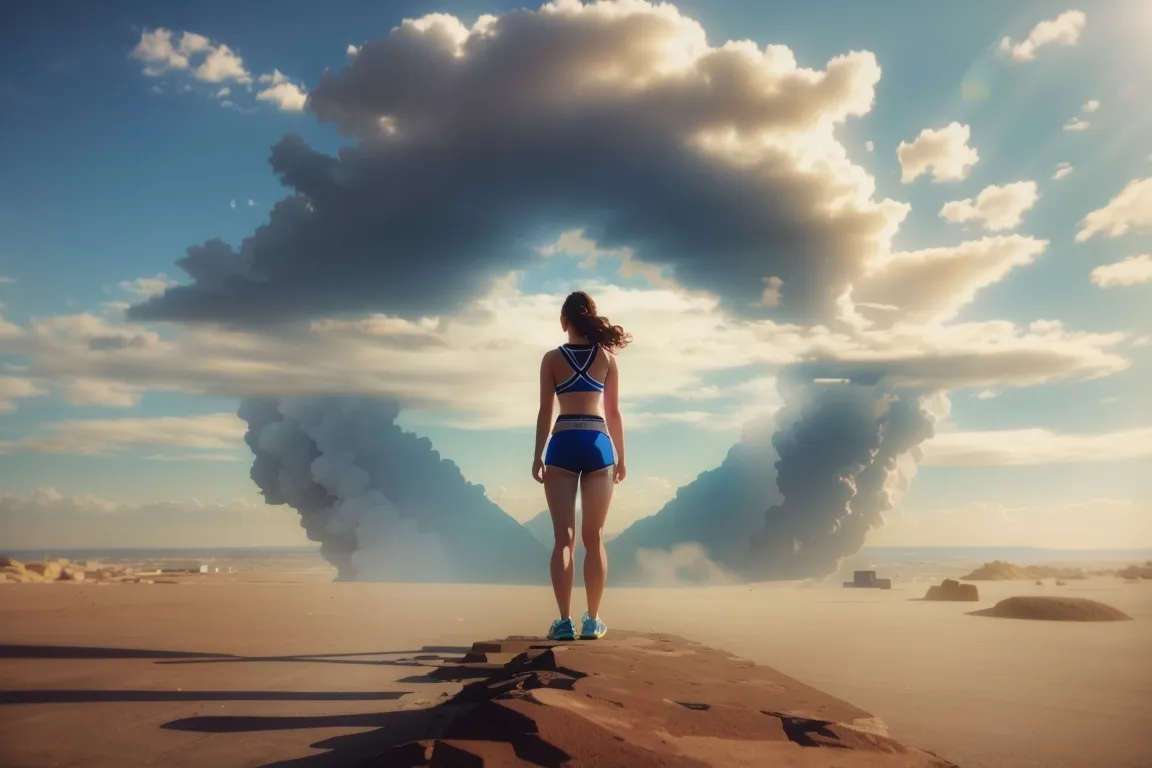 a woman standing on top of a sandy beach