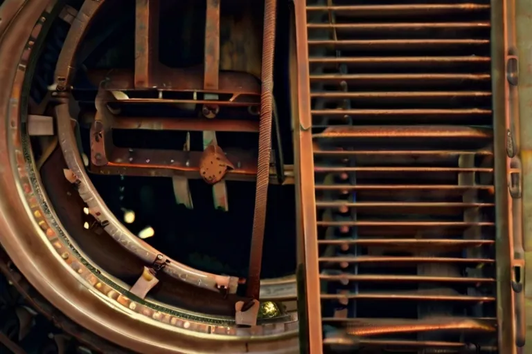 a close up of a clock with a metal frame