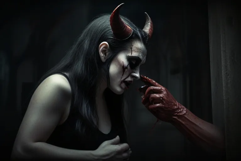  The devil's voice whispered in her ear, urging her to end her life and join him in eternity.