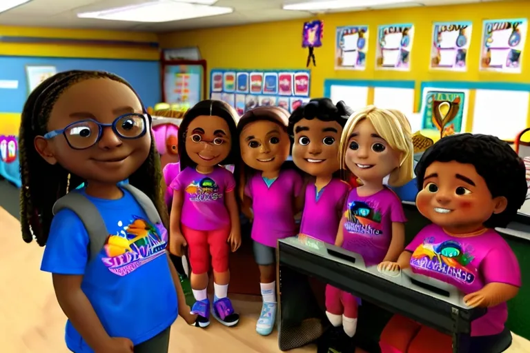 a group of children in pink shirts standing next to each other