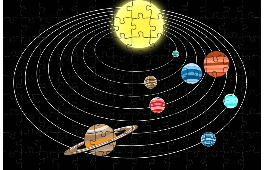 a puzzle with a picture of the solar system