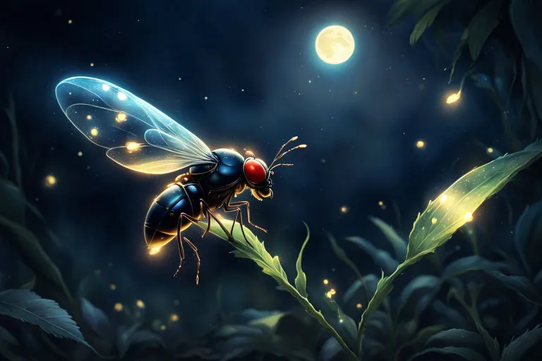 a painting of a fly sitting on top of a plant