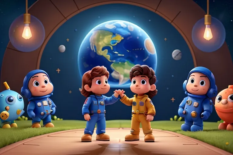 "With their mission a success, the Space Explorers return home, their hearts filled with wonder and their minds brimming with new discoveries."