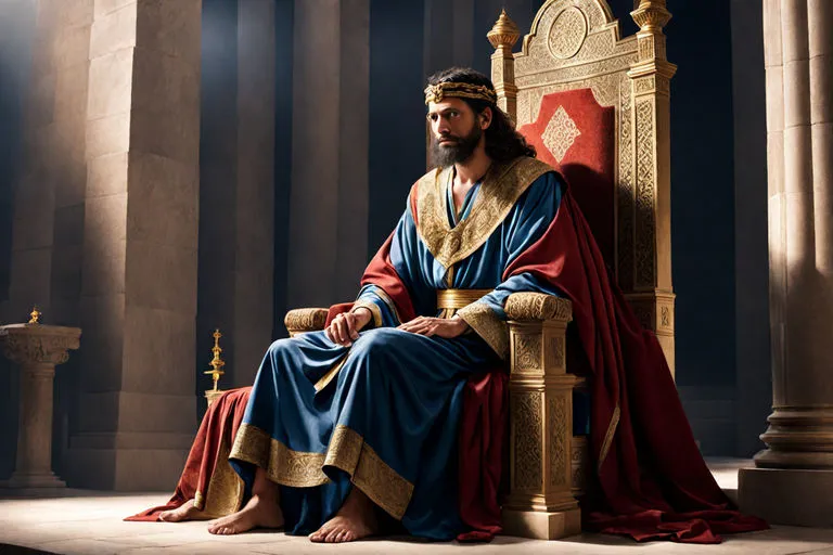 a man in a crown sitting on a throne