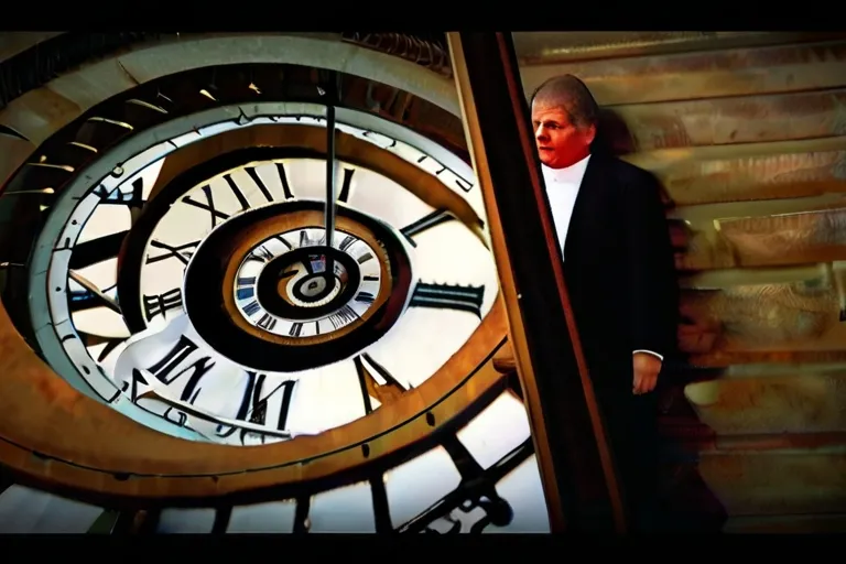 a man standing in front of a large clock