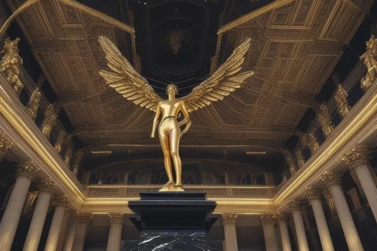 a statue of an angel in a building