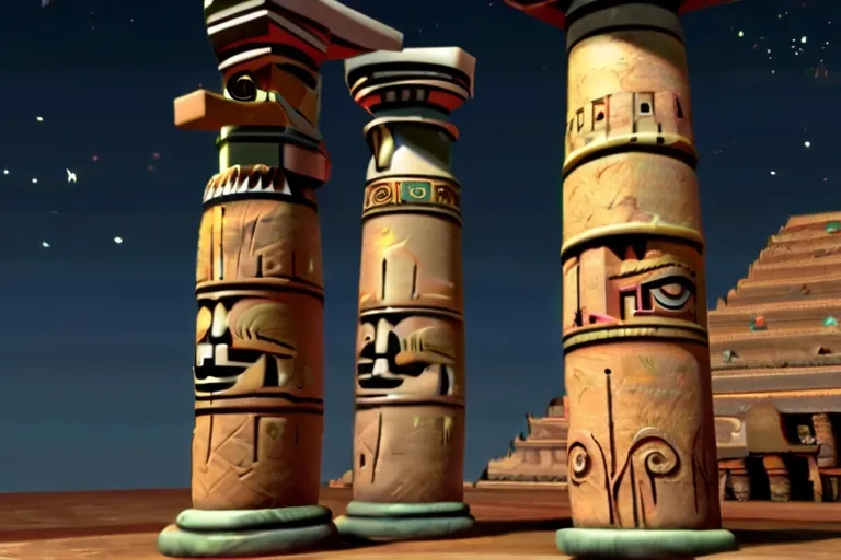 Animated graphics showcasing theories and potential connections between ancient civilizations