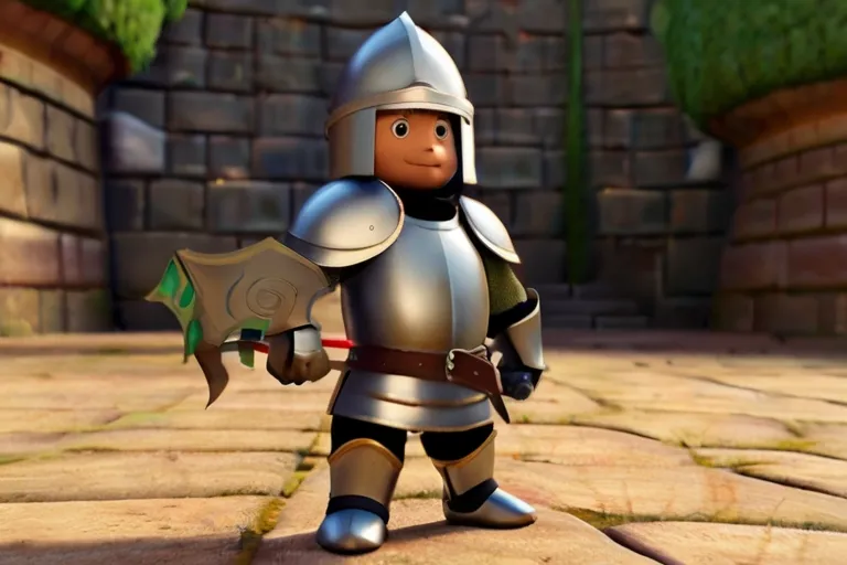 a cartoon of a knight holding a sword and shield