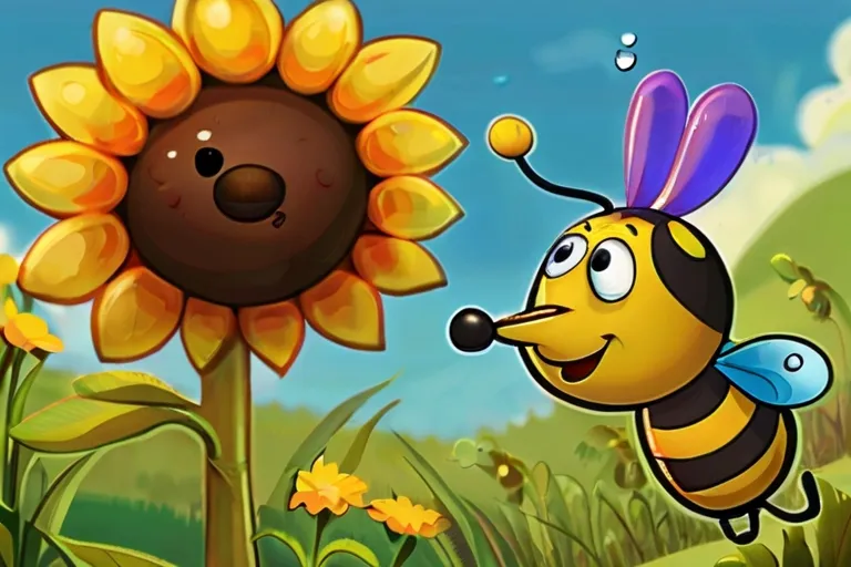 "In a sunny meadow filled with vibrant flowers and buzzing bees, there lived a tiny seed named Sammy. Sammy was no ordinary seed; he had big dreams of becoming a magnificent sunflower."