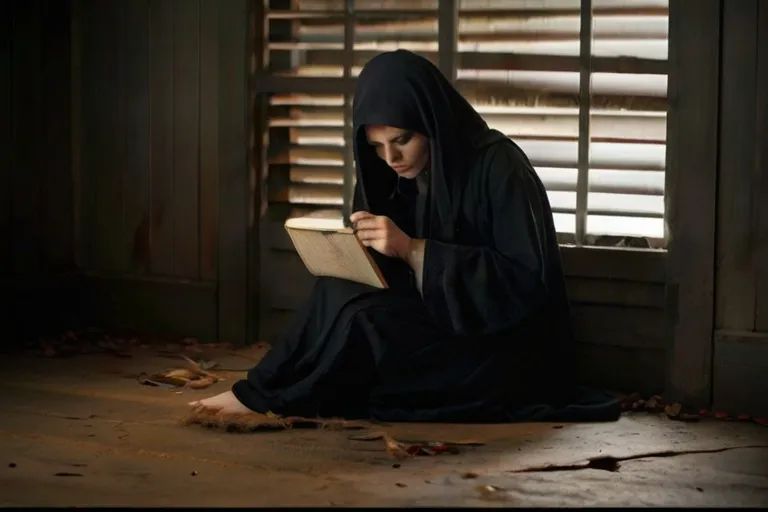 "Hearing the whispering and footsteps closing in, Sarah huddled in the corner, clutching the journal for comfort."

