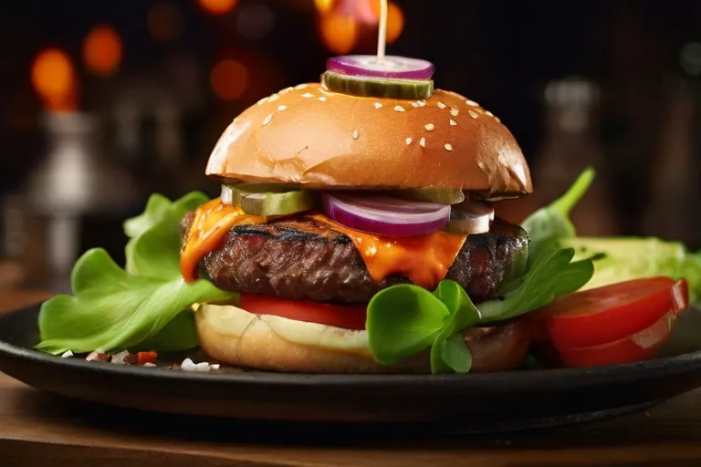a hamburger with a candle on top of it