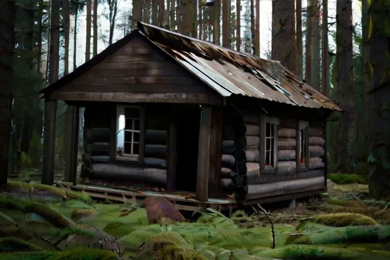 "Finding a clearing with an old, dilapidated cabin, Sarah felt a mix of relief and apprehension."

