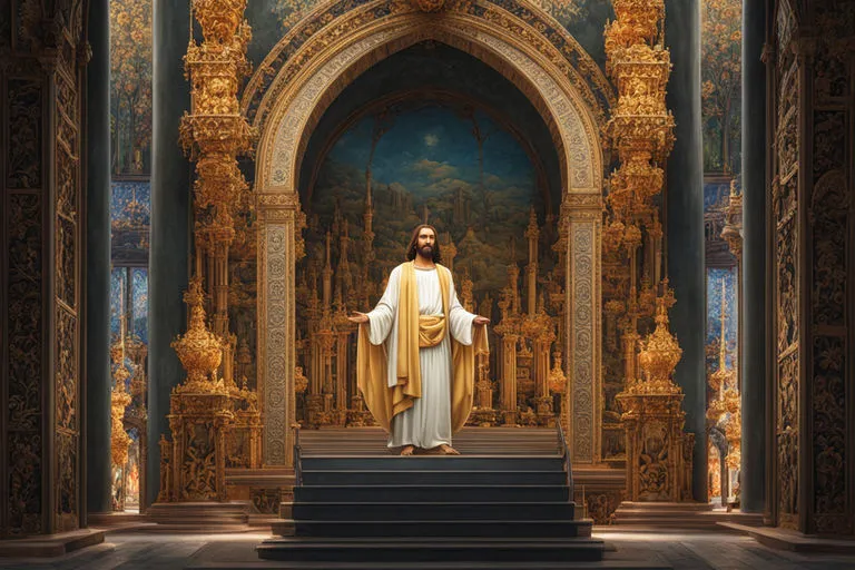 a statue of jesus standing in a church