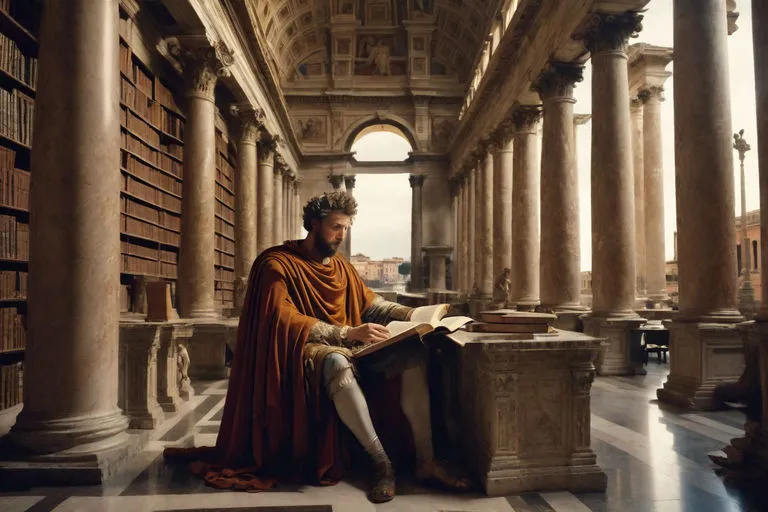 a man sitting in a library reading a book