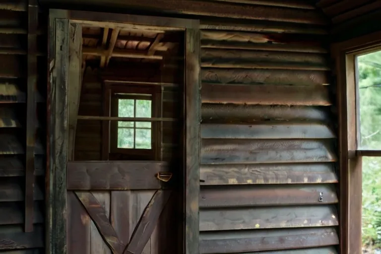 "Entering the cabin, Sarah bolted the door behind her, the dim light revealing a room filled with dust and decay."

