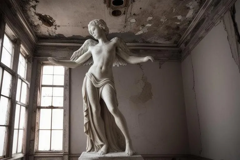 a statue of a woman standing in a room