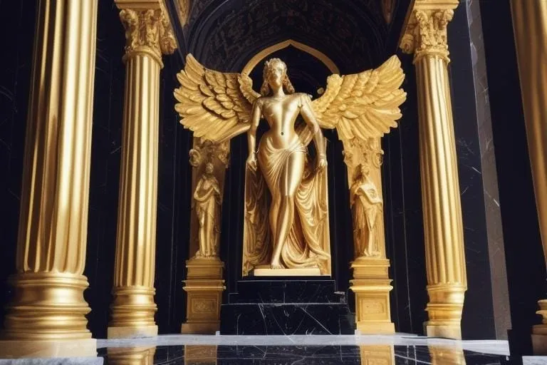 a statue of an angel in a church